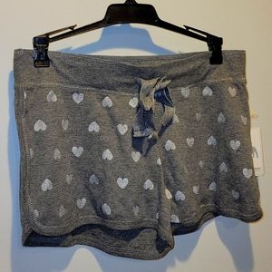 NWT PJ Salvage Gray Wild Heart Thermal Waffle-Knit Pajama Shorts MEDIUM